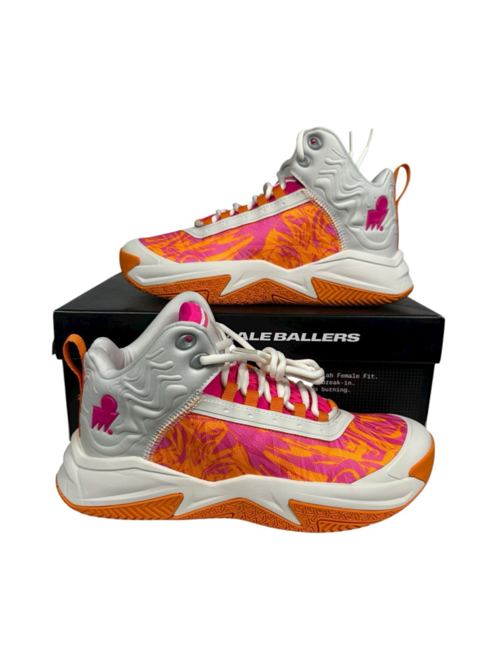 Moolah Press Break V2 Basketball Shoes Orange Pink Athletic Sneakers Youth 5.5